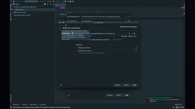 How to configure PHP interpreter in PhpStorm 2020.1