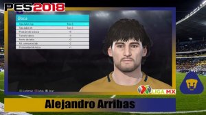 Pes 2018 Pumas Alejandro Arribas Habilidades y Apariencia