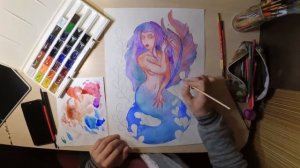 как рисовать русалку акварелью // how to draw a mermaid watercolor