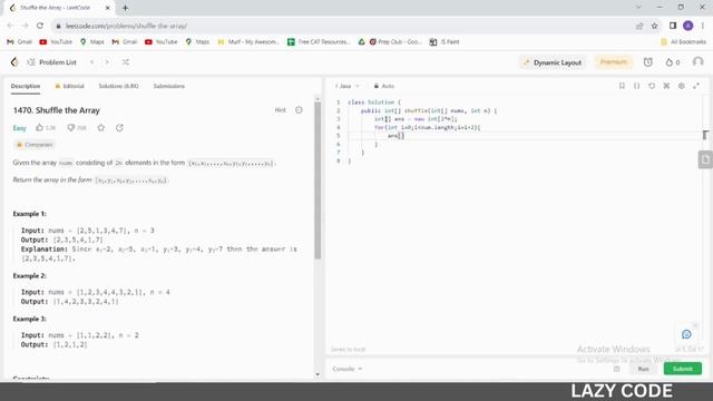 LeetCode in Java | Problem Solving in Array : Easy Question | Shuffle The Array | Complete Course