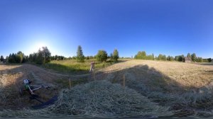 4K 360VR Уборка сена в +40 градусов / Mowing in a Russian village. Hay harvesting