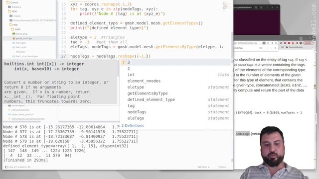 gmsh + python: how to access mesh information from scripts