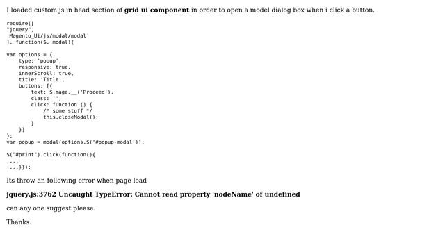 Magento: Uncaught TypeError: Cannot read property 'nodeName' of undefined in custom js admin panel смотреть онлайн