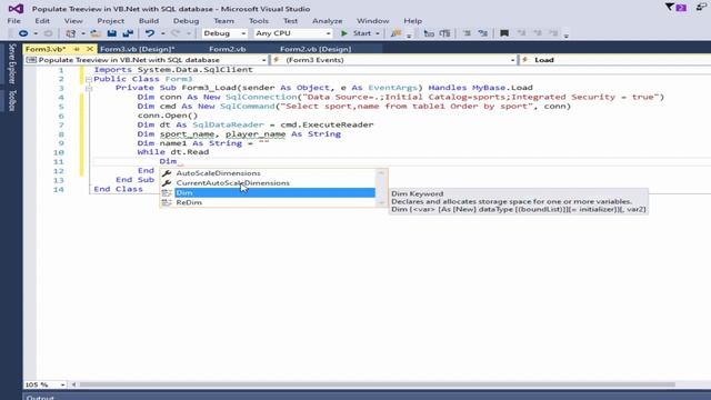 Programming in VB.NET:  Fill TreeView  from SQL Database in VB.NET