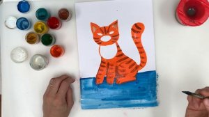 Как нарисовать котика. Рисуем кота гуашью. Кот на окне. Урок рисования. Рисуем вместе.