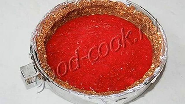 Чизкейк с малиновой прослойкой, рецепт приготовления