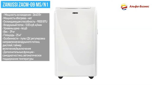Кондиционер мобильный Zanussi ZACM-09 MSH/N1 смотреть онлайн
