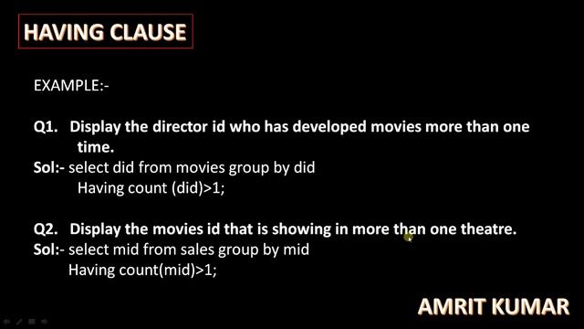 #51 HAVING CLAUSE IN ORACLE BY MR. AMRIT KUMAR