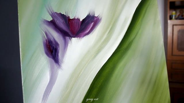 КАК НАРИСОВАТЬ ЦВЕТОК / КАРТИНА МАСЛОМ / Картина На Холсте смотреть онлайн