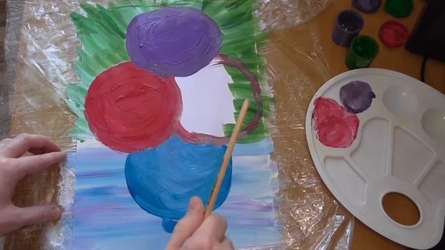 Рисование цветов при помощи не только кисти, но и втулки от туалетной бумаги. смотреть онлайн