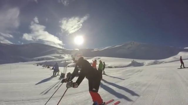 Federica Brignone in allenamento a Plateau Rosa