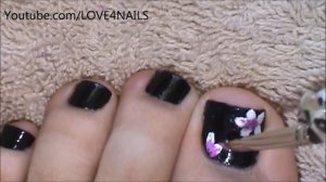 Black Toenail Art Design Tutorial
