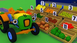 Трактор Макс. Учим овощи и фрукты, цифры и счет. Развивающие мультики для малышей.