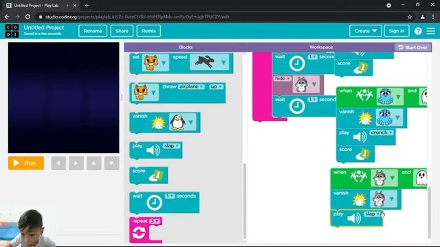 Basic Game Programming | Code.org | Play Lab(Pre-Reader) | Touch Game