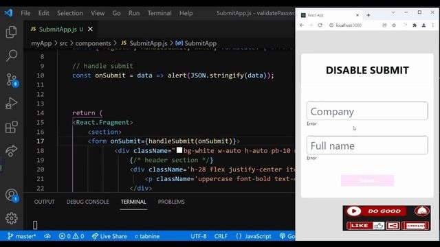 #15 Disable Submit Input App With React Hook Form V7 - React Micro Project For Beginners