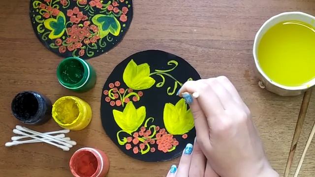 Рисуем тарелку в стиле хохломской росписи смотреть онлайн