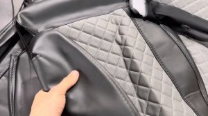 Чехлы на сиденья Geely Emgrand NEW седан 2022, Экокожа, черная + серый вставка РОМБ