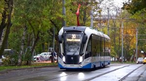 Встреча двух трамваев "Львёнок-Москва" и "Витязь Москва 2.0" в районе Коптево