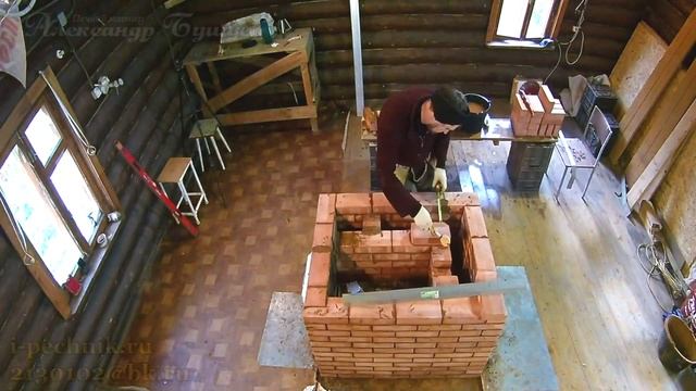 ТаймЛапс порядовка колпаковой отопительно варочной печи для отопления дома в 50м2