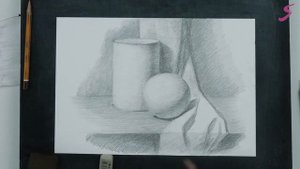 Рисование. Графика. Натюрморт из геометрических гипсовых предметов и драпировки-3