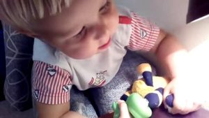 Пудель и малыш играют