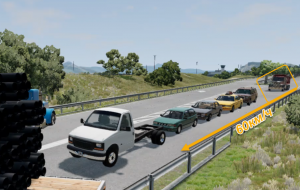Грузовик врезается в пробку! BeamNG