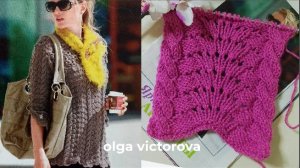АЖУРНЫЙ УЗОР ПАВЛИНЫЙ ХВОСТ СО ЖГУТАМИ СПИЦАМИ 243 Вязание Узоры спицами