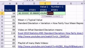 Excel Magic Trick 841: One Standard Deviation Above Mean, Count & Conditional Format Values