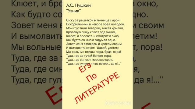 СТИХ для ЕГЭ по ЛИТЕРАТУРЕ! А. Пушкин "Узник" #егэ #стихи