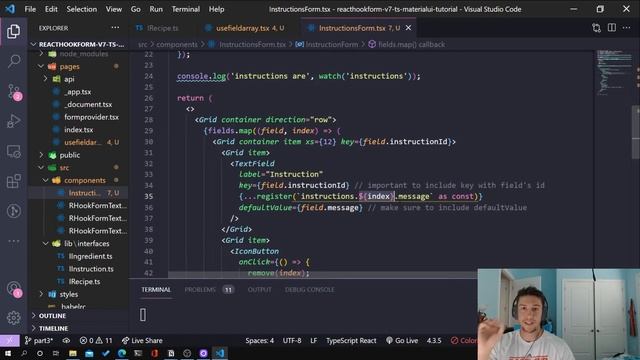 React Hook Form V7 with Material UI and Typescript Tutorial | Part 3 -- useFieldArray смотреть онлайн