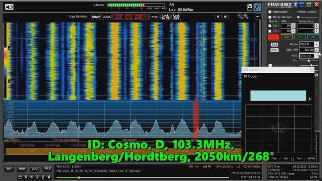 25.05.2020 09:58UTC, [Es], Cosmo, Германия, 103.3МГц, 2050км