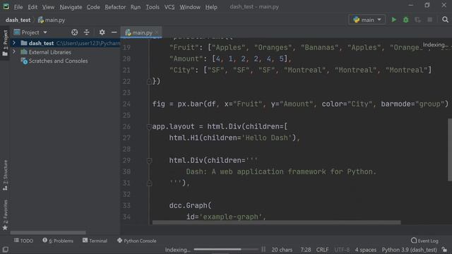 Как отобразить данные в Python / модуль Dash смотреть онлайн