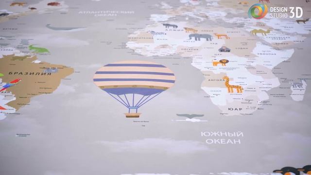 3D ковёр  «Детская карта в пастельных тонах»