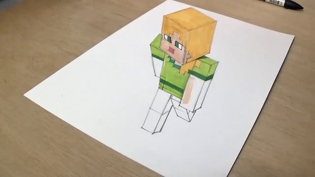 Drawing Alex from Minecraft - 3D Art by Vamos смотреть онлайн