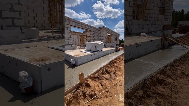 Заливка отмостки и армопояса