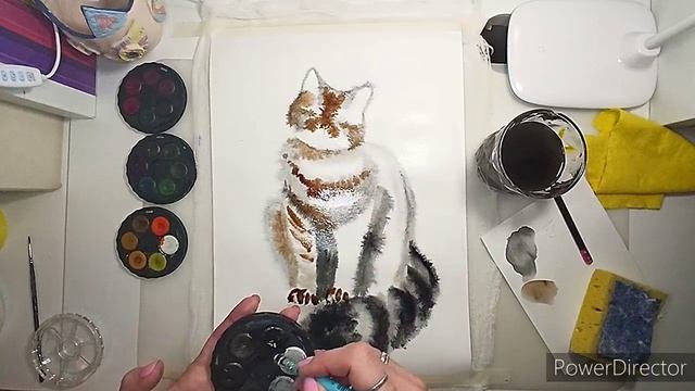 "Пушистый кот". Техника по-сырому. смотреть онлайн