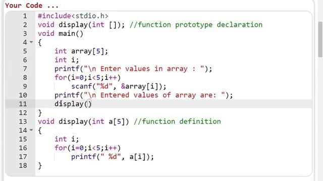 Passing an array (1D) to the function in C Programming смотреть онлайн