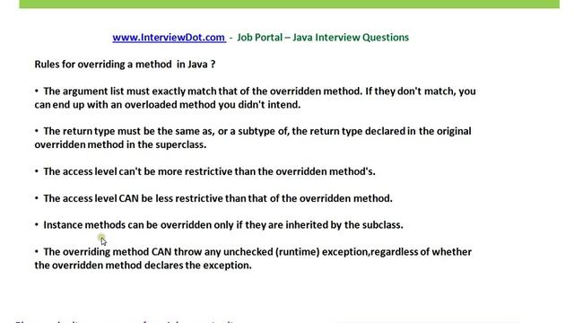 Java overriding method explain java interview question interviewdot смотреть онлайн