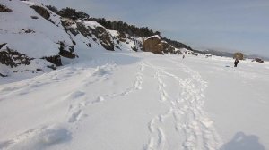 Мыс Великан зимой на снегоходах