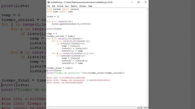 Cocktail Sort en Python