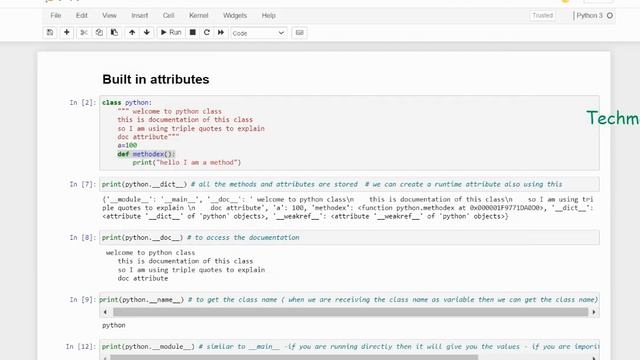 Built in Attributes in Python with Example | Python for beginners | Techmaima