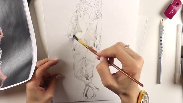 Fashion sketching: рисуем тушью скетч в динамике.