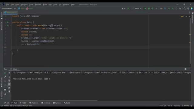 Convert inches to cm in Java language programming. смотреть онлайн
