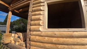 Обсада конопатка и шлифовка бани из бревна