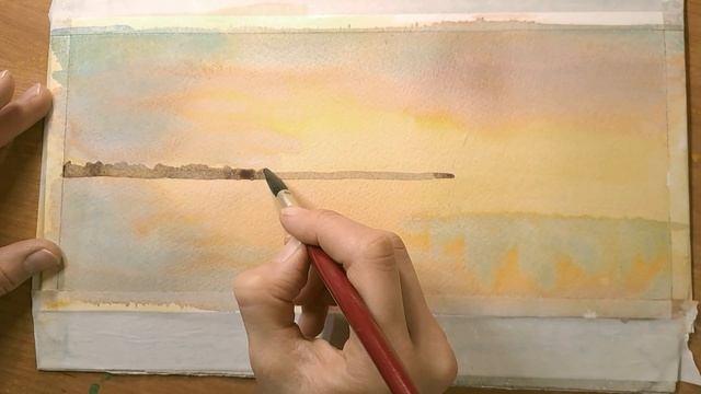 Как рисовать акварелью просто. Акварель для начинающих. Пейзаж. смотреть онлайн