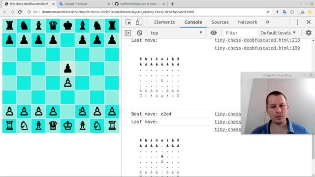Deobfuscating world's smallest chess program in JS - part 6 - no meaningless variables left смотреть онлайн