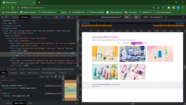 Bootstrap 5 and javascript filter project fully responsive | A to z web development