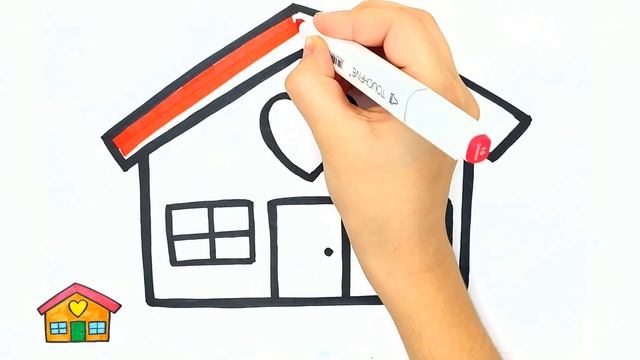 Как нарисовать дом / Рисунки и раскраски малышам / Мультик раскраска для детей смотреть онлайн