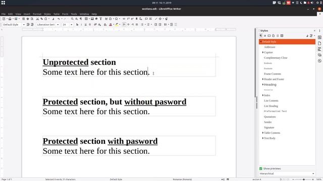 How to protect sections with or without password in LibreOffice Writer смотреть онлайн