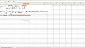 bartlett's test of spherecity in Excel or Calc